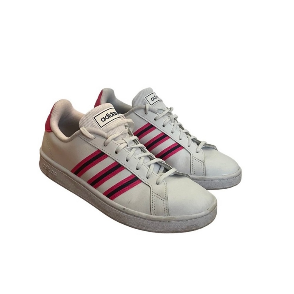 Adidas Grand Court White Leather Low Laces Sneakers